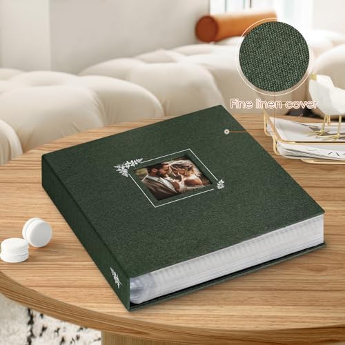 Lanpn Scrapbook Photo Album 8.5x11, Linen Window Design Cover Top Load 3 Ring Folder Binder Photobook Photo Book 8.5 x 11 inch with 30 Plastic Sleeves 60 Pages Green - Image 3