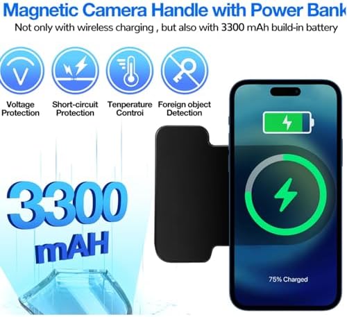 Redair Magnetic Smartphone Handle Grip, Upgrade Version Phone Camera Grip Handle Holder Wireless Charging Stand Shutter Remote Control for iPhone14 13 12 11 Samsung Photo Shooting - Image 2
