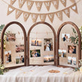Briwooody 3 Panel 53 x 24 Inch Photo Display Rack with Clips Wooden Arched Picture Collage Frames Board for Farmhouse Wedding Postcard Greeting Card Organizer Holder Home Dorm(Black Walnut) by Briwooody