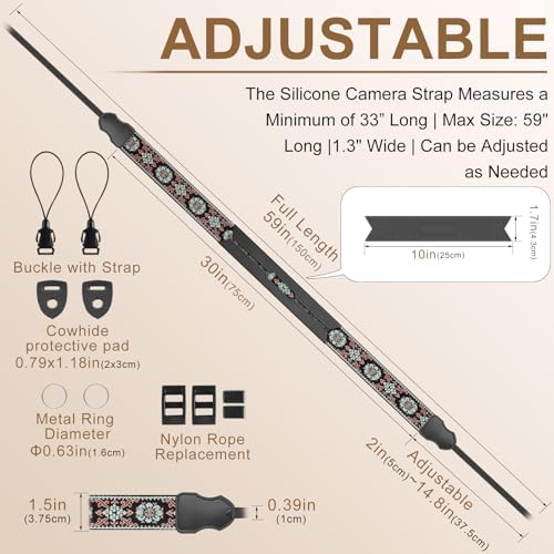 FIEIL Neck Strap Silicone Camera Straps - Padded Camera Strap, 1.5" Wide Adjustable Nylon Shoulder Strap - Compatible with Canon, Nikon, Sony, and More DSLR and Mirrorless Cameras (Green) - Image 4