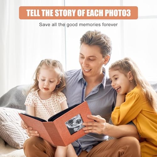Photo Album 4x6 with 200 Pockets, Slip-in Picture Albums, Linen Cover Memory Book with Front Window, Black Page Vertical Photo Book for Wedding, Family, Anniversary, Baby, Vacation(Orange) - Image 5