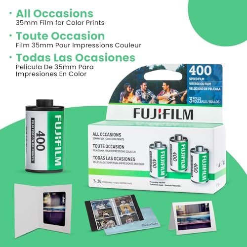 FUJIFILM 400 Color Negative Film (35mm Roll Film, 36 Exposures, 3-Pack) + BluebirdSales Photo Album, Photo Frames (10 Frames) + Microfiber Cleaning Cloth - Image 2