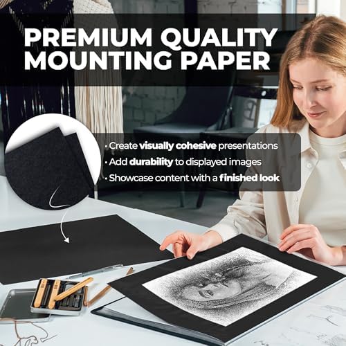 Dunwell 12x18 Art Portfolio Binder, 24-Sleeve, Black Mounting Paper, Ruby - Image 6