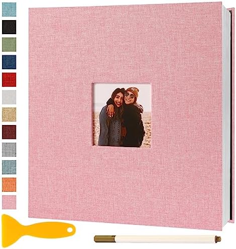 Photo Album Self Adhesive Pages Scrapbook 11x10.6 Pink 40 Pages by Semfalbuums