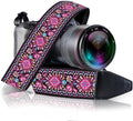 Camera Strap - Shoulder, Crossbody & Neck Camera Strap for Photographers, Fits All Cameras, Canon Nikon Sony Fujifilm, Padded Strap W/ Quick Release, Embroidered Cotton & Leather Ends, Pink by ArtTribute