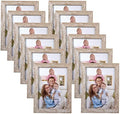 Giftgarden 5x7 Picture Frame Distressed Beige White Set of 12, Multi Rustic Wood Grain 5 by 7 Photo Frames Bulk for Wall or Tabletop Display by Giftgarden