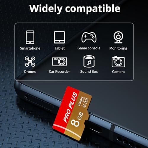 2 Pack TF Card 8GB with Adapter, High Speed Memory Card, UHS-I C10 A1 Memory TF Card for Tablet/Mobile Phone/Camera/Car Audio/Game Console (TF162 Red Gold 8GB) - Image 2