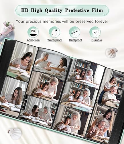Ejblfe Photo Album 4x6,Linen Cover Slide-in Photo Album Book Can Holds 1000 4x6 Photos with 100 Black Sheets for Family,Wedding,Baby and Holiday Pictures (Turquoise) - Image 4