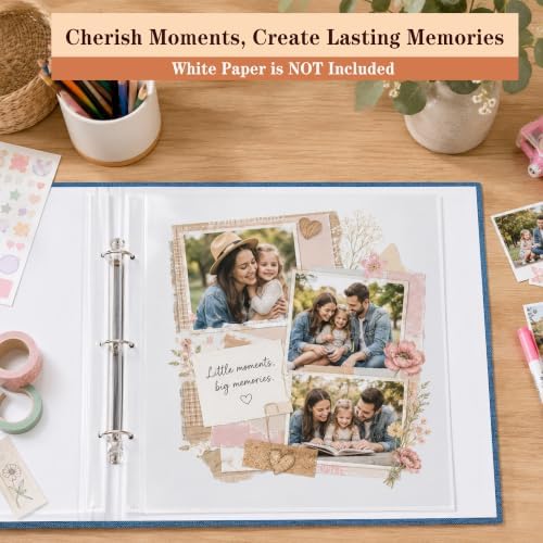 12"x12" DIY Scrapbook Photo Album with 80 Pages 40 Plastic Sleeves Navy - Image 4