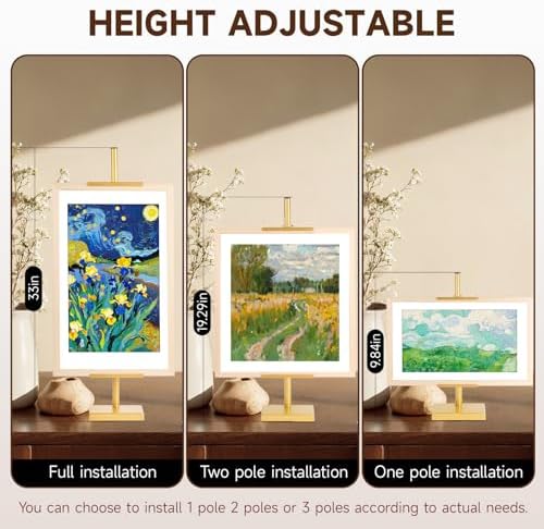 Adjustable Tabletop Easel Stand for Picture Frames up to 33" H - Metal Frame Holder Stand for Sign, Artwork, Canvas Display - Compact Black Small Easel Stands for Home Office Galleries (Golden) - Image 6