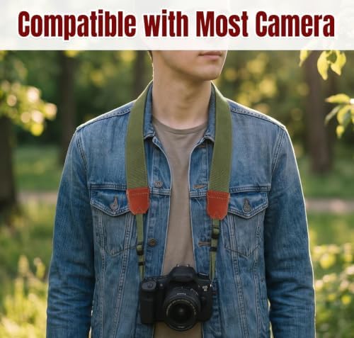 Camera Neck Strap for Fujifilm x100vi xt30 iii XM5 XT30 XT50 XT5 XE5 etc, Adjustable Woven Soft Film Camera Shoulder Strap(Military Green) - Image 5