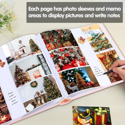 600 Pocket 4x6 Photo Album with Writing Space, Linen Cover, Pink - Image 4