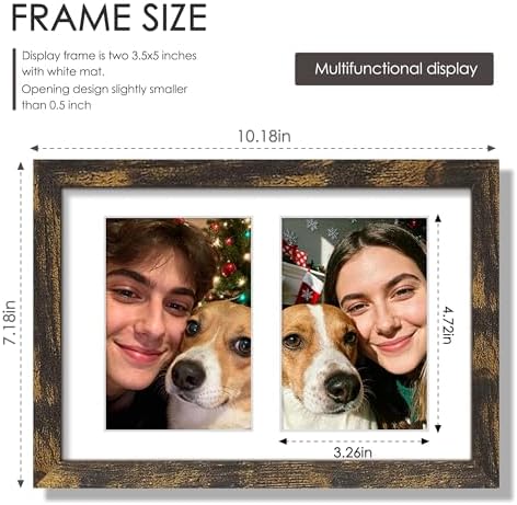 DUENPY 6x9 Double Collage Frame For 2 3.5x5 Photos Brown - Image 2