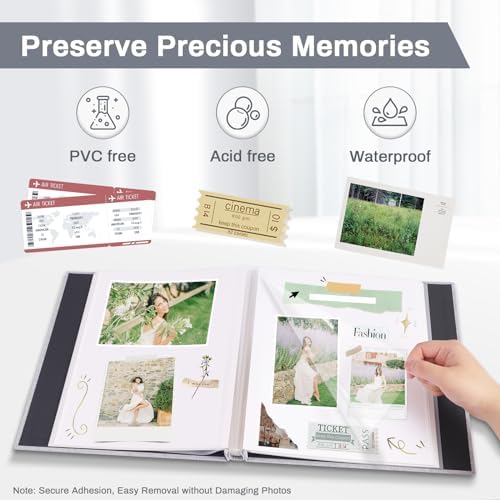 Photo Album Self Adhesive Pages Large 11x10.6 Black 60 Pages - Image 3