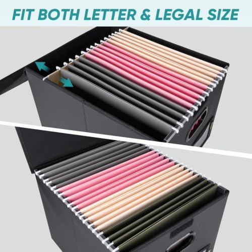 BALEINE File Organizer Box with Lid, Collapsible Hanging File Storage Box - Image 3