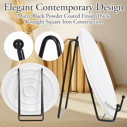 12 Pack 6 Inch Metal Plate Display Stands, Black Multi-Purpose Easel Stands for Photos/Books/Plaques/Artwork, Tabletop Holder - Image 3