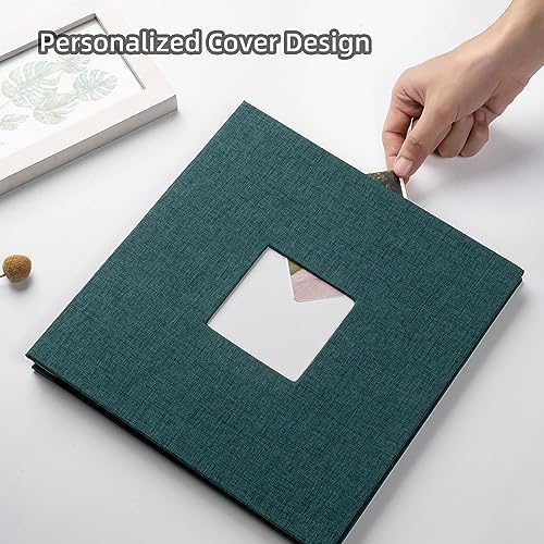 HoneyTolly Large Photo Album Self Adhesive, DIY Scrapbook Album for 3x5 4x6 8x10 Pictures, 60 Pages Linen Cover Memory Book, Ideal Gift for Family Wedding Baby Christmas Anniversary(Dark Green) - Image 2