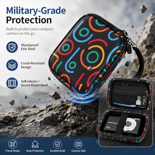Digital Camera Hard Case for Kodak PIXPRO FZ55/FZ45 for CAMKORY for Duluvulu 4K for PowerShot ELPH for Lecran for VAHOIALD for PowerShot ELPH/for IWEUKJLO Small Carrying Holder Bag Travel(Jet black) - Image 5