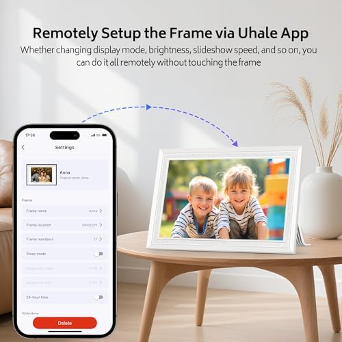 Uhale 10.1 Inch Digital Picture Frame 32GB Momery White WiFi Electronic Photo Frame IPS HD Touch Screen Display Share Photos/Videos Instantly Anywhere Gifts for Mom Dad Grandparents - Image 5