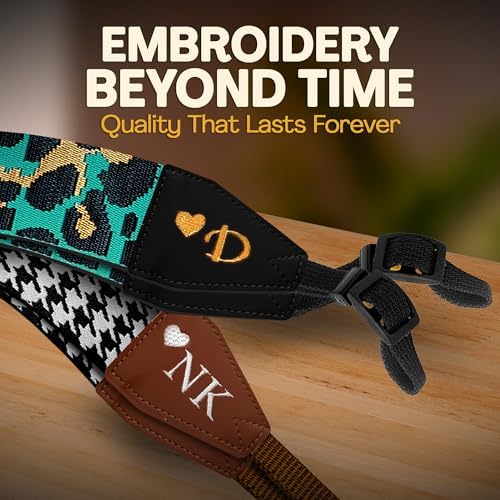 Art Tribute Camera Strap Personalized With Name - Shoulder, Crossbody & Neck Camera Strap for Photographers, Fits All Cameras, Canon Nikon Sony Fujifilm, Padded Strap W/Quick Release & Leather Ends - Image 5