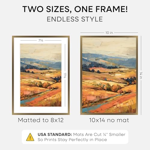 Homeforia 10x14 Bronze Picture Frame, High-End Metal, 8x12 Mat, Glass - Image 2