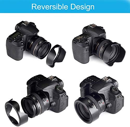 58mm Lens Hood Set for Canon EOS 77D 80D 90D Rebel T8i T7 T7i T6i T6s T6 SL2 SL3 DSLR Cameras with EF-S 18-55mm F3.5-5.6 is STM & EF-S 18-55mm F4-5.6 is STM & RF 24-50mm, Replace Canon EW-63C - Image 6
