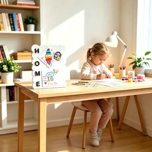 2 Pack Metal White Scalloped Magnet Display Board, 13" × 10" Anti-Slip Magnetic Bulletin Board Tabletop Memo Craft Photo Stand Small Business Supplies for Home Office Vendor Booth Events Classroom - Image 4