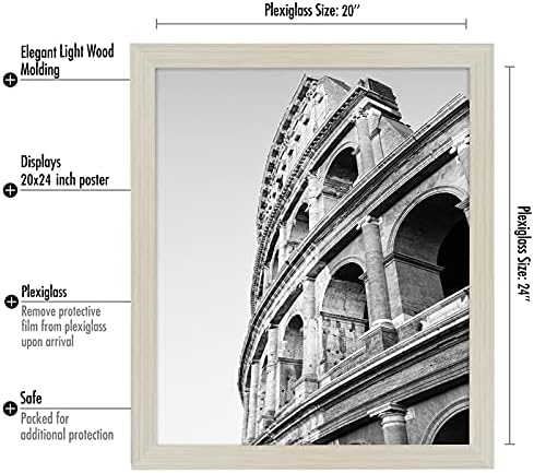 Americanflat 20x24 Poster Frame - Engineered Wood with Polished Plexiglass - Wide Picture Frame for Vertical or Horizontal Wall Display - Epic Collection - Light Wood - Image 2