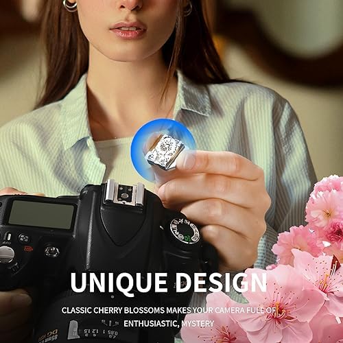 Metal Camera Hot Shoe Cover for DSLR/SLR-Cherry Blossom Bright Silver - Image 7