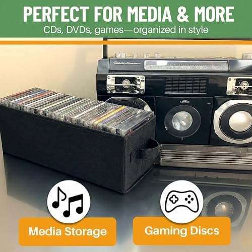 Evelots CD Storage Boxes, 4 Pack, Holds 128 Discs, Black - Image 5