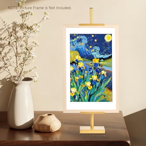 Adjustable Tabletop Easel Stand for Picture Frames up to 33" H - Metal Frame Holder Stand for Sign, Artwork, Canvas Display - Compact Black Small Easel Stands for Home Office Galleries (Golden) - Image 2