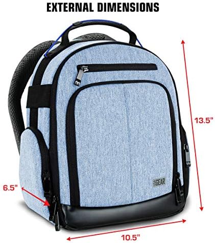 USA Gear Portable Camera Backpack for DSLR with Customizable Accessory Dividers, Weather Resistant Bottom and Comfortable Back Support - Compatible with Canon, Nikon, Sony, Fujifilm, and More (Blue) - Image 5