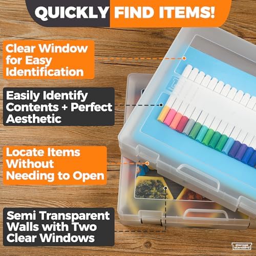 2-Pack Art and Craft Organizers and Storage Case – Thick Tall Transparent Stackable Plastic Craft Storage Containers, Project Organizer Paper Box Fits 8.5 x 11 Inch Papers & More, 12.4 x 10.8 x 3.1 In - Image 6