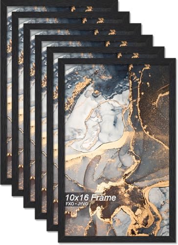 Fxojyvo 10x16 Picture Frame Set of 6 Black Engineered Wood Wall Hanging by Fxojyvo