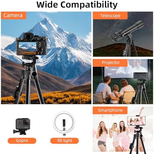 Fotopro Camera Tripod, 51'' Lightweight Portable Travel Tripods for Camera and Phone with 3-Way Head Remote Control Cellphone Holder Travel Bag, Aluminum Phone Tripod Stand for Recording LiveStreaming - Image 7