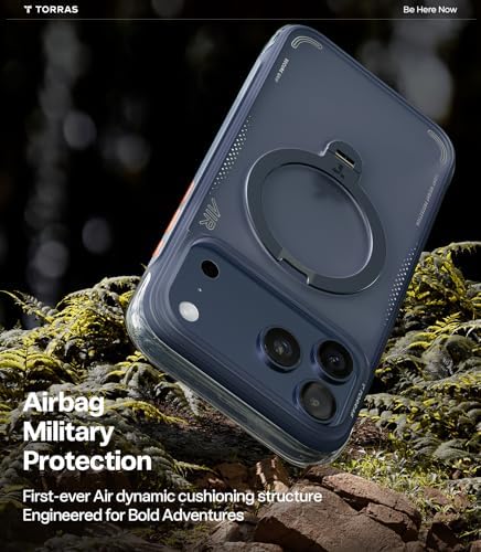 TORRAS Ostand Q3 Air for iPhone 17 Pro Max Case with 360 Magnetic Stand, Fit for MagSafe, Mil-Grade Drop Tested, Camera Control Button, Shockproof Phone Case for iPhone 17 Pro Max 6.9", Midnight Blue - Image 3