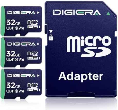 DIGIERA 32GB CT100 microSDHC UHS-I Memory Card with Adapter - up to 100MB/s, C10, U1, V10, Full HD, A1, Micro SD Card for Smartphones, Tablets, Cameras, Gaming Consoles, and Drones (3 Pack) by DIGIERA
