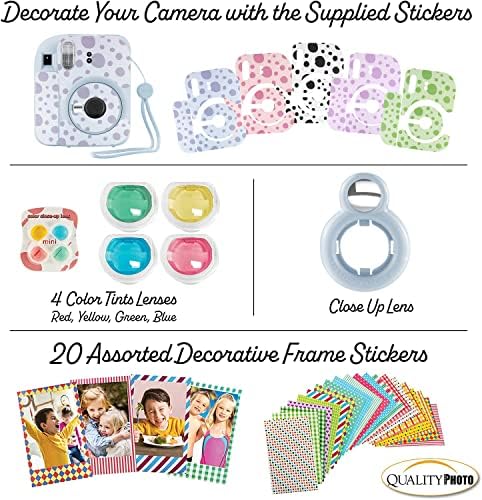 Fujifilm Instax Mini 12 Instant Camera + 60 Photo Prints + Quality Photo Value Bundle, Case, Decoration Stickers, Frames, Photo Album, (Pastel Blue) - Image 6