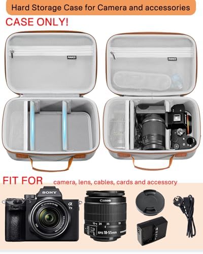RAIACE Hard Case Compatible with Sony Alpha 7 II III IV/7R V Camera, for Nikon, for Canon, for Pentax and More. Large Capacity With Mesh Pocket for Lens, Charger, Cables, Cards and Accessories.-Gray - Image 2