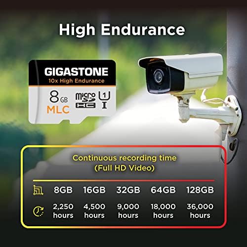 [10x High Endurance] GIGASTONE Industrial 8GB MLC Micro SD Card, Full HD Video Recording, Security Cam, Dash Cam, Surveillance Compatible 85MB/s, U1, with Adapter [5-Yrs Free Data Recovery] - Image 5