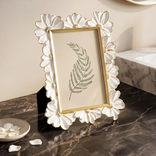 Cuspin 4x6 Picture Frame White Gold Floral Ornate Vintage Frame - Image 3