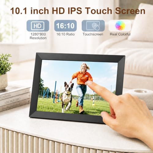Frameo 10.1 Inch WiFi Digital Picture Frame, Digital Photo Frame with 1280x800 HD IPS Touch Screen, Auto-Rotate, Wall Mountable, Easy Setup to Share Moments Instantly via Frameo App, Gifts for Mom - Image 4