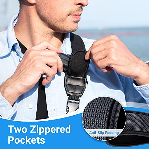 JJC DSLR Camera Neck Strap, Neoprene Strap for Canon Nikon Sony w/Pockets - Image 3