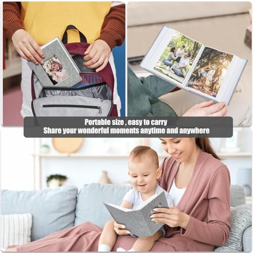 Photo Album 4x6 100 Pockets, Linen Cover Top Loader Vertical, Slip-in Picture Grey Pockets Albums for Wedding, Family, Anniversary, Baby, Vacation - Image 6