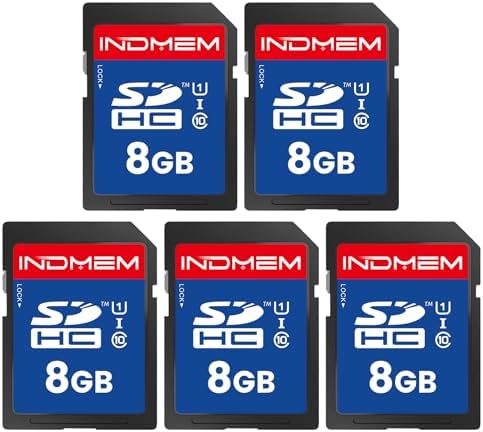 INDMEM SD Card 8GB 5 Pack UHS-I U1 Class 10 8G SDHC Flash Memory Card Compatible with Digital Camera, Computer, Trail Cameras by SINOBRIGHT