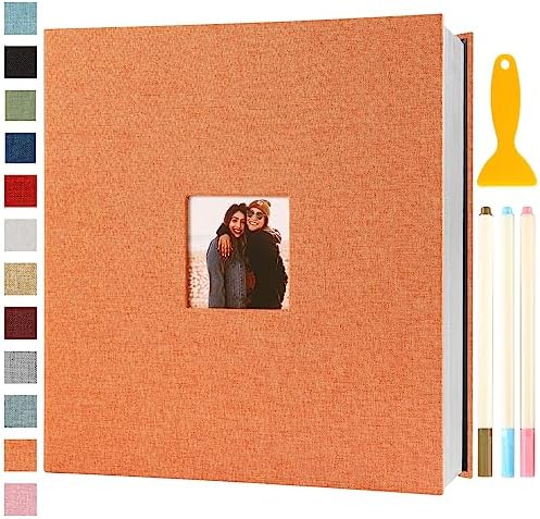 Photo Album Self Adhesive Pages Scrapbook 13.2x12.8 Orange 120 Pages by Semfalbuums