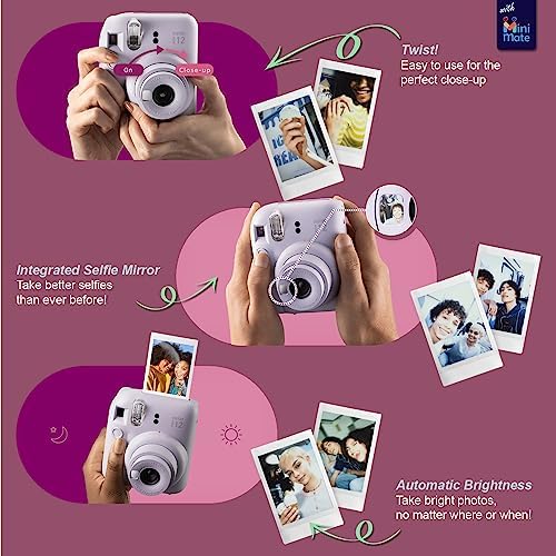 Fujifilm Instax Mini 12 Instant Camera Mint Green + Carrying Case + Fuji Instax Film Value Pack (40 Sheets) Accessories Bundle, Color Filters, Photo Album, Assorted Frames - Image 3