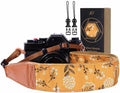 Padwa Lifestyle Camera Strap - 2" Full Grain Leather Ends Camera Straps for Photographers, Vintage Embroidered Cotton Weave Soft Suede Fabric Padded Strap Quick Release fits All Cameras by PadwaLifestyleCameraStrap