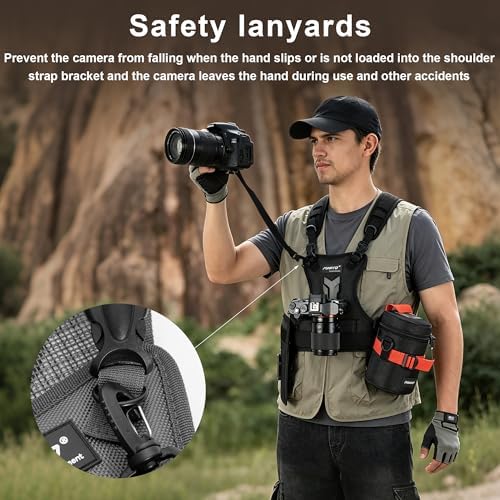 FOMITO Multi Camera Carrying Chest Harness System Vest with Side Holster for Canon for Nikon for Panasonic for Olympus for Sony A7R A7S A7II A7RII A58 A99 A6000 A6300 DSLR - Image 5