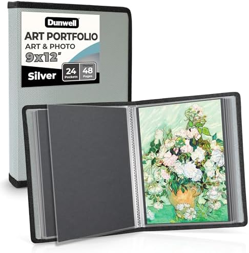 Dunwell Art Portfolio 9x12, 24 Pockets, Displays 48 Pages, Silver by Dunwell
